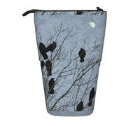 HKHLHLH Trousse à crayons télescopique avec motif corbeau noir et oiseaux pour filles, garçons, étudiants, Noir , Taille unique, Organiseur de sac