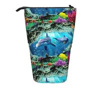 HKHLHLH Trousse à crayons télescopique avec motif dauphin et poisson sous-marin pour filles, garçons, étudiants, Noir , Taille unique, Organiseur de sac