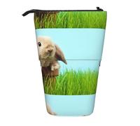 HKHLHLH Trousse à crayons télescopique avec motif lapin sur herbe verte pour filles, garçons, étudiants, Noir , Taille unique, Organiseur de sac