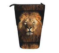 HKHLHLH Trousse à crayons télescopique avec motif lion africain, pour filles, garçons, étudiants, Noir , Taille unique, Organiseur de sac