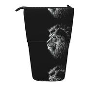 HKHLHLH Trousse à crayons télescopique avec motif lion - Pour filles, garçons, étudiants, Noir , Taille unique, Organiseur de sac