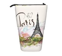 HKHLHLH Trousse à crayons télescopique avec motif Tour Eiffel, pour filles, garçons, étudiants, Noir , Taille unique, Organiseur de sac