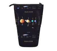 HKHLHLH Trousse à crayons télescopique avec système solaire Jupiter Saturne, pour filles, garçons, étudiants, Noir , Taille unique, Organiseur de sac