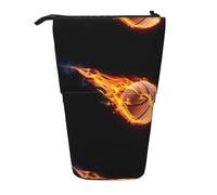 HKHLHLH Trousse à crayons télescopique sur pied avec motif de basket-ball On Fire - Pour filles, garçons, étudiants, Noir , Taille unique, Organiseur de sac