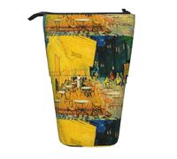 HKHLHLH Trousse à crayons télescopique sur pied avec motif terrasse de café la nuit pour filles, garçons, étudiants, Noir , Taille unique, Organiseur de sac