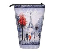HKHLHLH Trousse à crayons télescopique sur pied Motif Tour Eiffel Paris City Tree Pop Up Pour filles, garçons, étudiants, Noir , Taille unique, Organiseur de sac