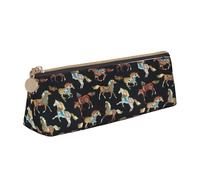 HKHLHLH Trousse en cuir avec fermeture éclair pour enfants - Motif cheval marron, blanc, Taille unique, Trousse de maquillage