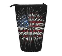 HKHLHLH Trousse télescopique avec motif feu d'artifice avec drapeau américain pour filles, garçons, étudiants, Noir , Taille unique, Organiseur de sac
