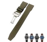 HKIDKK Bracelet de montre en cuir de veau haute densité en nylon de 20 mm, 21 mm, 22 mm pour IWC Big Pilot IW5009 IW3880 - Bracelet de montre en cuir noir, 20 mm, Agate