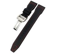 HKIDKK Bracelet de montre en cuir de veau haute densité en nylon de 20 mm, 21 mm, 22 mm pour IWC Big Pilot IW5009 IW3880 - Bracelet de montre en cuir noir, 22mm, Agate