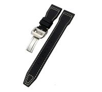 HKIDKK Bracelet de montre en cuir de veau haute densité en nylon de 20 mm, 21 mm, 22 mm pour IWC Big Pilot IW5009 IW3880 - Bracelet de montre en cuir noir, 20 mm, Agate