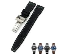HKIDKK Bracelet de montre en cuir de veau haute densité en nylon de 20 mm, 21 mm, 22 mm pour IWC Big Pilot IW5009 IW3880 - Bracelet de montre en cuir noir, 21mm, Agate