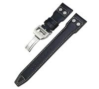 HKIDKK Bracelet de montre en cuir véritable à rivets 20 mm, 21 mm, 22 mm pour IWC Big Pilot IW377714 Spitfire Bracelet en cuir de vache marron, 21mm