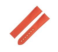 HKIDKK Bracelet de montre orange en cuir de vache haute densité pour bracelet Omega AT150 Seamaster 300 Planet Ocean De Ville Speedmaster à extrémité incurvée 20 mm, 20 mm