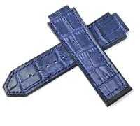 HKIDKK Bracelet de rechange en cuir pour Hublot Series 25 mm - Noir et bleu, 26-19mm, Agate