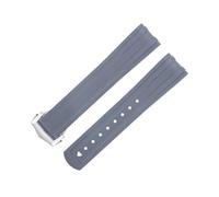 HKIDKK Bracelet de rechange FKM en caoutchouc fluorescent avec extrémité incurvée pour Omega Seamaster 300 - Boucle déployante en acier inoxydable - 20 mm, 20 mm, Agate