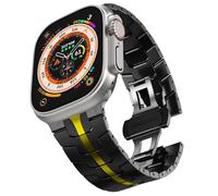 HKIDKK Bracelet en acier inoxydable pour Apple Watch Ultra 2 Band 49 mm, 45 mm, 44 mm, 42 mm, bracelet en métal avec boucle déployante pour Apple Watch Série 9 8 7 6 5 4 3 2 1 Ultra/Ultra 2 Homme, 42
