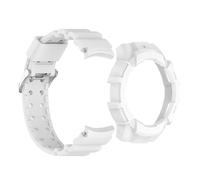 HKIDKK Coque en silicone pour Samsung Galaxy Watch 7, 40mm 44mm, étui de protection blindé, étui 2 en 1(White,Watch7 44mm)