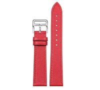 HKIDKK Le bracelet de montre en cuir véritable est adapté pour un bracelet en cuir de vachette souple et confortable de 18/20/22 mm, Rouge-argent, 20mm