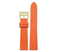 HKIDKK Le bracelet de montre en cuir véritable est adapté pour un bracelet en cuir de vachette souple et confortable de 18/20/22 mm, Orange - Doré, 22mm
