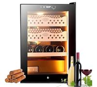 hKjPlvf Cave à Cigares éLectrique 50 L, 300 Cigares, avec Refroidissement, Chauffage Et ContrôLe De L'Humidité, Tiroirs à 4 Niveaux, Porte en Verre Trempé Et éClairage LED, pour Homme, PèRe Et Mari,B