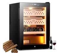 hKjPlvf Cave à Cigares électrique 50 L, étagères en Bois De Cèdre, Cave à Cigares Et Cave à Vin, ContrôLe De L'Humidité Et De La TempéRature, Porte en Verre Trempé, pour 200 à 300 Cigares,B