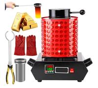 hKjPlvf Four de Fusion d'or 1500 W,capacité 1kg/2kg/3kg, 1150 °C/2102 °F,Four de Fusion numérique Automatique,pour la coulée et Le raffinage de l'or,de l'argent,de l'étain et de l'aluminium,Red-1kg