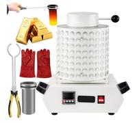 hKjPlvf Four de Fusion d'or 1500 W,capacité 1kg/2kg/3kg, 1150 °C/2102 °F,Four de Fusion numérique Automatique,pour la coulée et Le raffinage de l'or,de l'argent,de l'étain et de l'aluminium,White-2kg