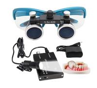 hKjPlvf Loupe Dentaire,Loupe Binoculaire,3.5X 420Mm Loupes Chirurgicales Dentaires with LED Headlight, Utilisé en Dentisterie, Chirurgie, Bijoutier Ou Passe Temps, Loupe Portable,Blue