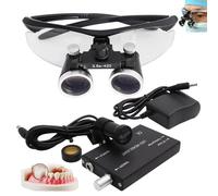 hKjPlvf Loupes Dentaires 2,5X/3,5X, Loupes Chirurgicales Binoculaires avec Lampe Frontale LED 5 W, Portables Ultra-Légères, éQuipement De Laboratoire pour Dentiste Chirurgical,Black-3.5X