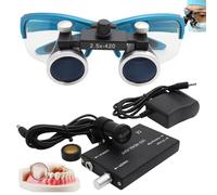 hKjPlvf Loupes Dentaires 2,5X/3,5X, Loupes Chirurgicales Binoculaires avec Lampe Frontale LED 5 W, Portables Ultra-Légères, éQuipement De Laboratoire pour Dentiste Chirurgical,Blue-2.5X