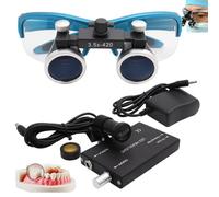 hKjPlvf Loupes Dentaires 2,5X/3,5X, Loupes Chirurgicales Binoculaires avec Lampe Frontale LED 5 W, Portables Ultra-Légères, éQuipement De Laboratoire pour Dentiste Chirurgical,Blue-3.5X