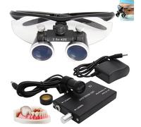 hKjPlvf Loupes Dentaires 2,5X/3,5X, Loupes Chirurgicales Binoculaires avec Lampe Frontale LED 5 W, Portables Ultra-Légères, éQuipement De Laboratoire pour Dentiste Chirurgical,Black-2.5X