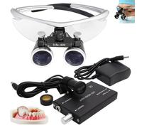 hKjPlvf Loupes Dentaires 2,5X/3,5X, Loupes Chirurgicales Binoculaires avec Lampe Frontale LED 5 W, Portables Ultra-Légères, éQuipement De Laboratoire pour Dentiste Chirurgical,Silver-3.5X