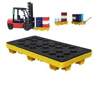 hKjPlvf Palette pour fûts d'huile, Bac de rétention pour réservoir d'huile, Confinement modulaire avec grilles supérieures, Anti-vieillissement, réutilisable, pour entrepôts,Yellow-120 * 60 * 17cm