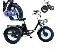 hKjPlvf Tricycle éLectrique Pliable à Gros Pneus De 20 Pouces pour Adultes, éCran LCD NuméRique (Vitesse, KiloméTrage, Puissance, Temps), avec Panier, Batterie Amovible 48 V/13 Ah - Autonomie 32 Km