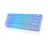 HKKB GK61 Mechanical Gaming Keyboard 60 Percent | 61 RGB Rainbow LED Backlit Programmable Keys | USB Wired | for Mac and Windows PC | Hotswap Gateron Mechanical Black Switches | Blue