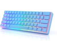 HKKB GK61 Mechanical Gaming Keyboard 60 Percent 61 RGB Rainbow LED Backlit Programmable Keys USB Wired for Mac and Windows PC Hotswap Gateron Optical Brown Switches Blue