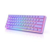 HKKB GK61s Mechanical Gaming Keyboard - 61 Keys Multi Color RGB Illuminated LED Backlit Wired Programmable for PC/Mac Gamer (Gateron Mechanical Blue, Lavender)