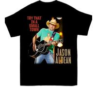 HKKREVVUY Hot Jason Aldean Try That in A Small Town Cotton Unisex ShirtBlackS