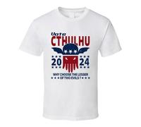 HKKREVVUY Vote Cthulhu 2024 Why Choose The Lesser of Two Evils Supporter T ShirtWhite3XL