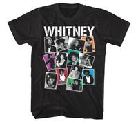 HKKREVVUY Whitney Houston Polaroids Men's T Shirt Photos Star Soul Diva Pop Music R&B SoulBlackXL