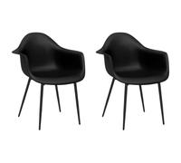 HKLGBVCR Chaises à Manger Lot de 2 Noir PP | Polypropylène facile à nettoyer,pieds en métal stables,dossier incurvé ergonomique,110 kg par siège,style minimaliste
