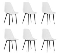 HKLGBVCR Chaises à Manger Lot de 6 Blanc PP Style Minimaliste | Dossier incurvé ergonomique,pieds métal stables,polypropylène facile à nettoyer,110 kg par siège
