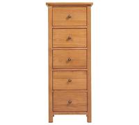 HKLGBVCR Commode Haute 45x32x110 cm Bois de Chêne Massif 5 Tiroirs