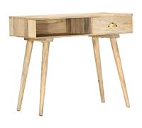 HKLGBVCR Console Table 90x45x75 cm Solid Mango Wood | Rustic Style, Entryway Furniture, Storage Drawer, Easy Assembly, Natural Finish