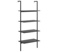 HKLGBVCR Étagère Inclinée 4 Niveaux en Acier Noir 64 x 35 x 152,5 cm | Cadre acier robuste, fixation murale incluse, manuel fourni, usage salon bureau chambre, design moderne