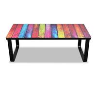HKLGBVCR Table Basse Rectangulaire en Verre Trempé avec Motif Arc-en-Ciel