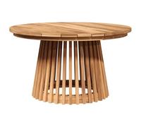 HKLGBVCR Table d'Appoint Ronde en Teck Massif 70x70x40 cm Brun | Teck massif résistant aux intempéries, assemblage facile, entretien minimal, usage extérieur, teinte doré-brun chaleureuse