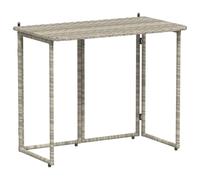 HKLGBVCR Table de Jardin Pliante Poly Rotin Gris Clair 90x51x75 cm | Cadre acier robuste, design compact pliable, entretien facile, fixation murale incluse, usage extérieur quotidien